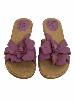 BOC Born Concept Sandals Wedge Leather Floral Mauve 39 US 8 bv